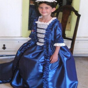 Blue Cosplay Rococo Flower Girls Dress Lace Victorian Duchess style Kids Dress 1860s Ruffles Civil War Birthday PartyCustomized