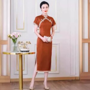High-End Cheongsam Qipao Summer Women’s Retro Improved Quality Real Silk Dress Temperament Chinese Chi-Pao