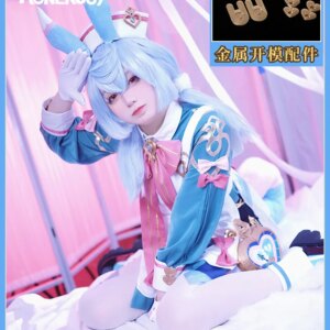 Sigewine Cosplay Costume Genshin Impact Dress Headwear Wig Full Set Outfits Carnival Party Xmas Gifts