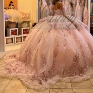 Luxury Mexican Quinceanera Dresses Blal Gown Sequined Applique Tiered Puffy Skirt Women Prom Birthday Party Dress Vestido 2025