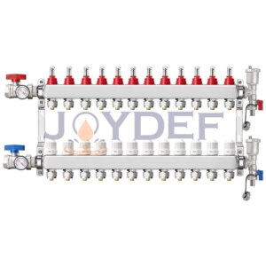 Stainless steel floor hot manifold kit, including 3/4 ” x Φ16mm/3/4 ”x Φ20mm brass adapters for hydraulic radiant heating