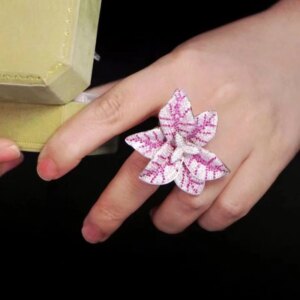 Flower Ring For Women Fine Jewelry 925Sterling Silver With Cubic Zirconia Romantic Female Gift Elegant Wedding Party