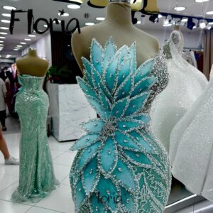 Full Leaves Silver Crystals Prom Dresses Sweetheart Sleeveless Wedding Party Gowns Side Split Vestidos Para Madre De Novia 2024