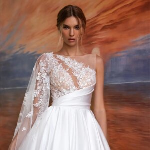Classic One Shoulder Sleeve Bridal Dresses 2024 Simple Appliquéd Wedding Dress Romantic A-Line Floor-length Dress Vestidos De No