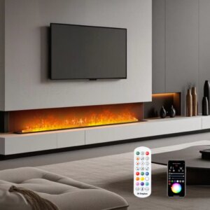 Water Atomized Fireplace Intelligent LED Virtual 3D Flame Humidifier Water Steam Electric Fireplace with Firewood Popping Sound