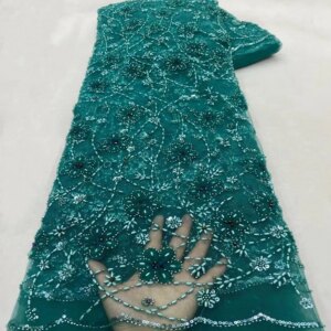 Luxury Beaded Fabric Embroidery Fabric Fashion French Tulle Mesh Lace Fabric for Wedding TS2840