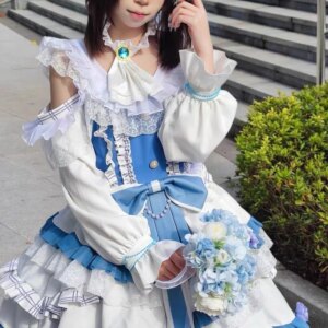 Valentine’s Cos Costumes Flower Marriage Maid Dress for Girls Halloween Costume Women’s Long Sleeve Princess Dress