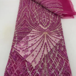 Nigerian African Lace Fabric High Quality Hamdmade Beads Bridal Lace Fabric Luxury Sequin Beaded Embroidery For Wedding