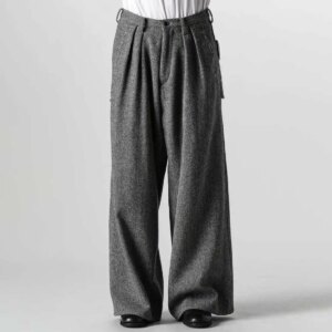 YOJI OOAK pocket exposed white frayed edge design, high waist handsome and slim straight leg casual pants for men