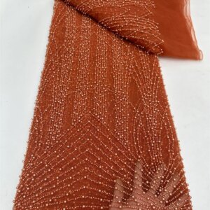 Red French Mesh Lace Fabric Beads African Sequins Lace Fabrics Nigerian Mesh Lace Fabric For Diy Dresses Party Wedding