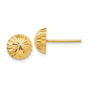 14k Gold Diamondcut 8mm Domed Post Earrings