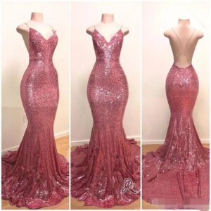 Mermaid Sequins Prom Dresses Sexy Backless Spaghetti Straps Sweep Train Long Evening Gown Custom Made Vestido De Noche 2025