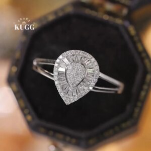 KUGG 100% 18K White Gold Rings Classic Design 0.30carat Real Natural Diamond Engagement Ring for Women High Wedding Jewelry