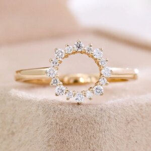 Provence 14K 18K gold rings lab grown diamond rings Classic sun flower halo Rings for Women Anniversary date gifts fine jewelry