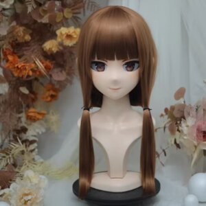 (NFD313-47)Customize Full Head With Lock Pretty Female/Girl Japanese Animego Character Kig Cosplay Kigurumi Mask Crossdress Doll
