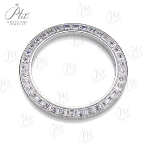 White Color 39mm Stainless Steel Loose Gemstone Diamond Moissanite Stones Watch Bezel Charms Factory Wholesale Watch Decoration