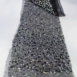 2025 New African French Nigerian High End Lace Mesh Fabric With Stones for Embroidery Wedding Party Bride Sewing Dress