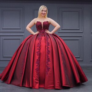 Red Shiny Quinceanera Dresses Ball Gown Off The Shoulder Applique Lace Beads Sweet 16 Party Birthday Vestidos 15 De XV Años