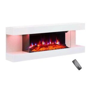 44 Inch Wall Mounted Electric Fireplace with Multi Ambient Light Colors Remote 1500W Heater All-in-One Panoramic Design 400