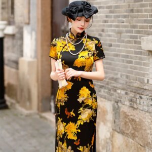 Improved Quality Real Silk Cheongsam Qipao Vintage Cheongsam Qipao Dress Fitted Chinese Formal Dress