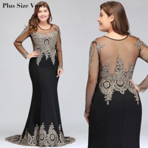 Plus Size Vows Mermaid Lace Long Sleeve Evening Gown Women Classic Crystals Beaded Wedding Party Dress 2025 Customized