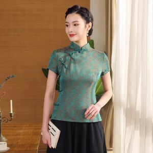 Cheongsam Qipao Women’s Dress Summer New Chinese Ethnic Style Catwalk Retro Top Suit