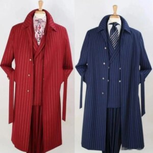 Casual Pinstripe Windbreaker 1 Piece Set Jacket Single Breasted Sashes Long Men Jacket Four Seasons Wear Party Suit Customized