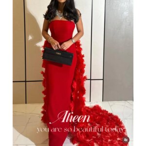 Aileen Customized New in Dresses for Special Occasions 3D Flowers Very Luxurious Evening Dresses Tail Black Wedding Party Dress
