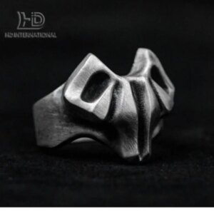 Faceted Goat Head Ring – Geometric Ram Jewelry – Sterling Silver Sheep Ring – Handmade Abstract Goat Head Gift – Ram Skull