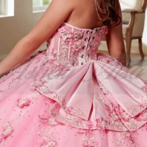 Customized New Arrival Pink Quinceanera Dresses With Sleeves 3D Floral Ball Gown Prom Birthday Party Dress Vestido De xv Anos 16