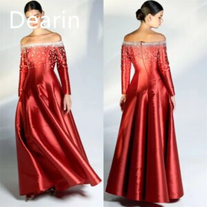 Customized Evening Dress Prom Gown Formal Women Dearin Off-the-shoulder A-line Floor Length Skirts Fold Bespoke Occasion Dresses