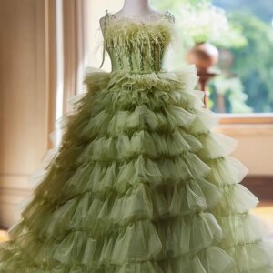 High Quality Light Green Princess Special Occasion Flower Girl Dress Wedding Pary Prom Perform Birthday Baby Child Kid Ball Gown