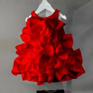 Fashion Design White Pink Sleeveless Dress Birthday Holiday Wedding Party Children Clothing Baby Girls Dress