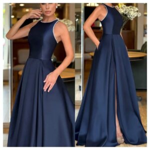 Little Daisy CustomizedEvening Dress Formal Crew Neck Spaghetti Straps Sleeveless Prom Dress Temperament Celebrity Gowns