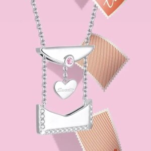 18K Diamond Love Envelope Name Letter Customized Women’s Necklace Valentine’s Day Gift