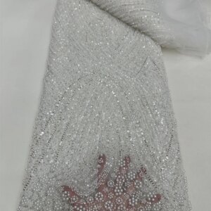 Luxury Beads Lace African French Fabric 2025 High Quality 5 Yards beads Sequins Fabric Nigerian For Evening Party Dress Women