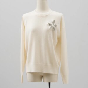 B*C New Casual Pullover Sweater For Women O-Neck Flower Bead Chain Knitted Long-Sleeved Top