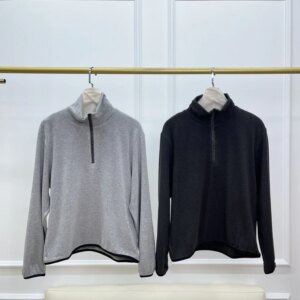 Beaded Women’s Half Zipper Sweater Autumn Half High Collar Long Sleeve Solid Color Casual Knitted Pullover