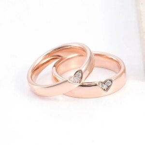 Provence Fine Jewelry 10k Rose Gold Lab Grown Diamond Heart Couple Rings Custom Classic Lovers Promise Ring For Men Women Gifts