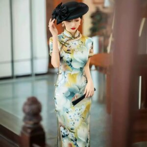 High Quality High-End Real Silk Cheongsam Qipao Summer Female 2024 New Handmade Improved Dress Nostalgic Style Long