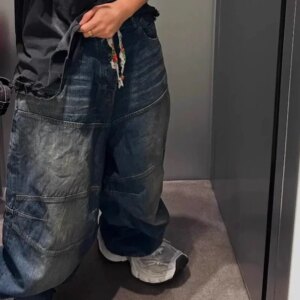 NIGO Men’s Four Seasons Loose Wide Leg Pants Zipper Solid Color Casual Denim Jeans Ngvp #nigo9939