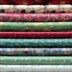 Summer heavy elastic satin silk fabric printed silk printing silk silk dress cheongsam fabric
