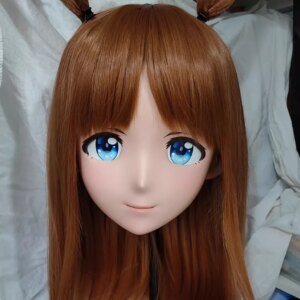 (GLA04021)Customize Character Resin Half Head Japanese Animego Cosplay Crossdressing Doll Anime Kigurumi Mask With Eyes And Wig