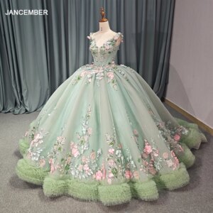 Classic Emerald Green Quinceanera Dresses Customized V-neck Sleeveless Applique Ball Gown Sweet vestidos de quinceañera DY1229