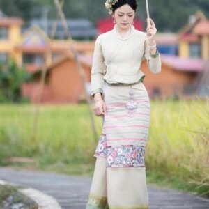 Traditional Dai Ethnic Clothing Xishuangbanna Red Traditional Style Top + Skirt Set Thai Garment Traditional Vietnamese Wear
