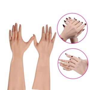 Highly Simulated Skin Silicone Rubber Gloves Long Term Realistic with Skin Texture Form Super Elastic Fake Hand Crossdresser mtf