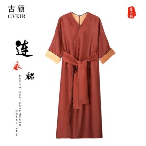 High Quality Women’s Silk Red Cloud Yarn Retro Chinese Dress