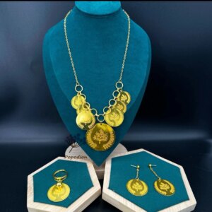 New Dubai 24K Gold Plated Ring Necklace Earrings for Romantic Wedding Gifts and Party Jewelry Set for Women DD10592