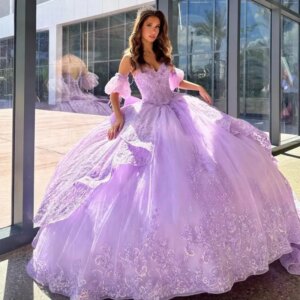 Purple Mexican Vestidos De 15 Quinceañera 3D Flower Sweetheart Layers Applique Ball Gown Sweet 15 16 Birthday Quinceanera Dress