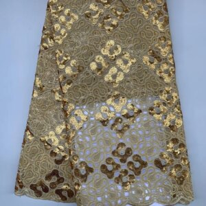 Luxury Golden Organza Sequins Bridal Handcut Sequins Fabric Crafts For Evening Dress Cloth Materials